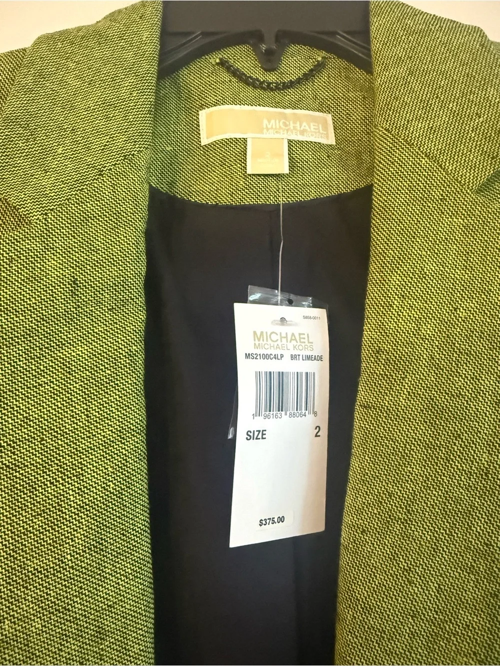Michael Kors Lime Green Tweed Blazer Jacket